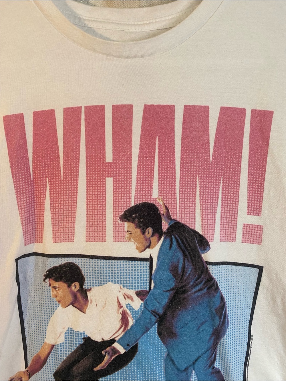 WHAM! Big Tour '84 Vintage Graphic Tee - White with Pink & Blue - Picture 3 of 9